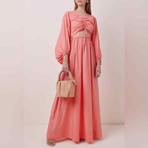STAUD Pink Long Sleeve Maxi Dress